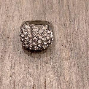 Beautiful crystal domed and silver chunky ring-size approx 8.5